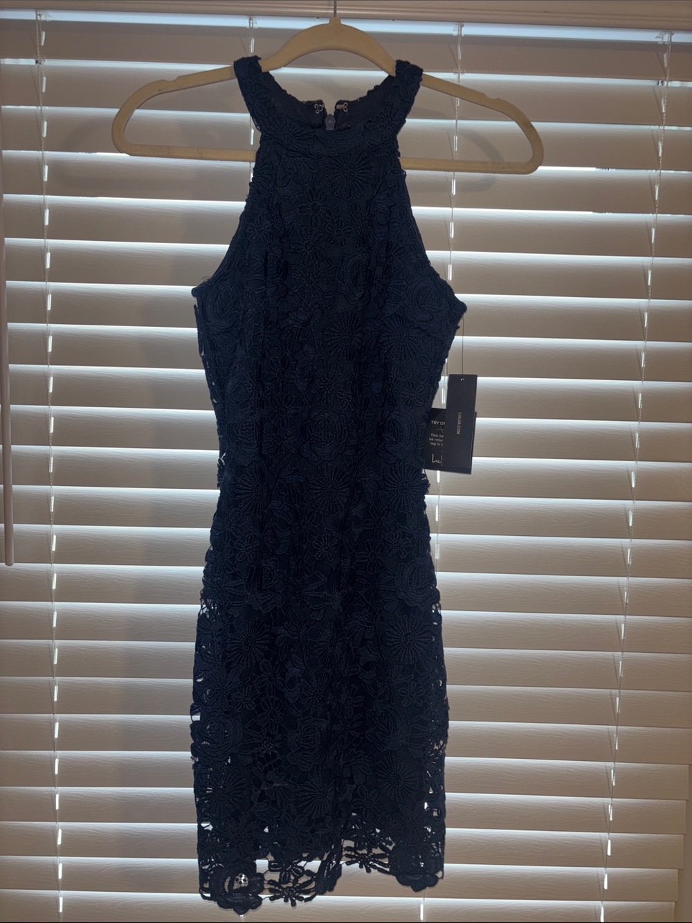 Lulu's Navy Floral Lace Midi Dress